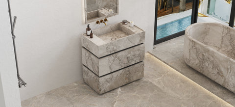 TAIWO FREE STANDING VANITY - CALACATTA EASSIT MARBLE