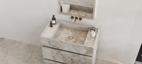 TAIWO FREE STANDING VANITY - CALACATTA EASSIT MARBLE