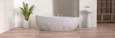 YUKA FREESTANDING SOAKING BATHTUB - CARARRA MARBLE