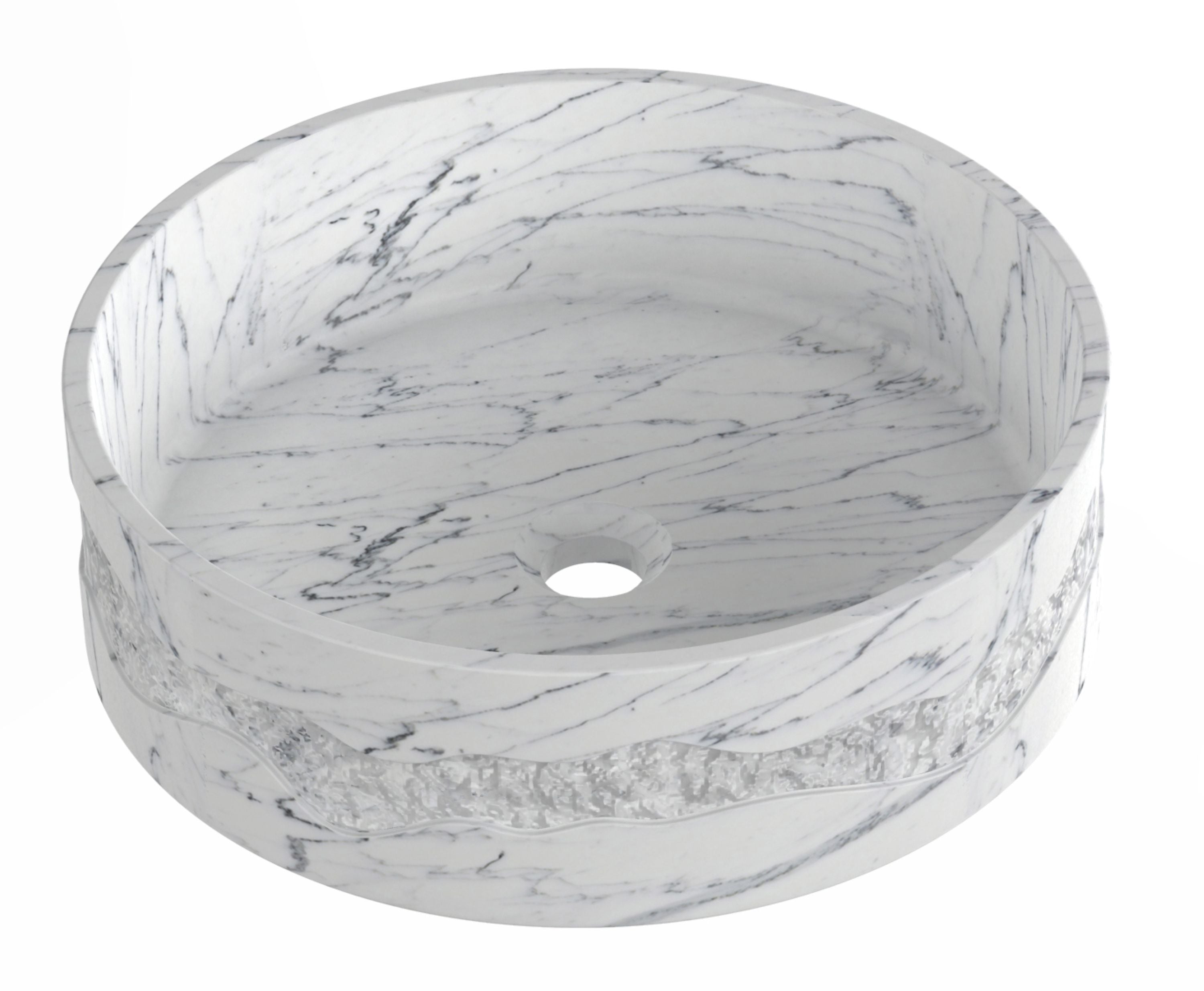 SIYANA ROUND VESSEL SINK - CARARRA MARBLE