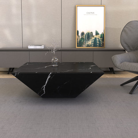 ATLAS CARVED COFFEE TABLE - NERO MARQUINA MARBLE