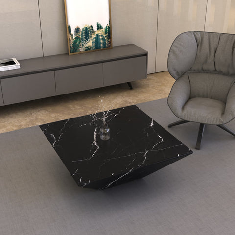 ATLAS CARVED COFFEE TABLE - NERO MARQUINA MARBLE