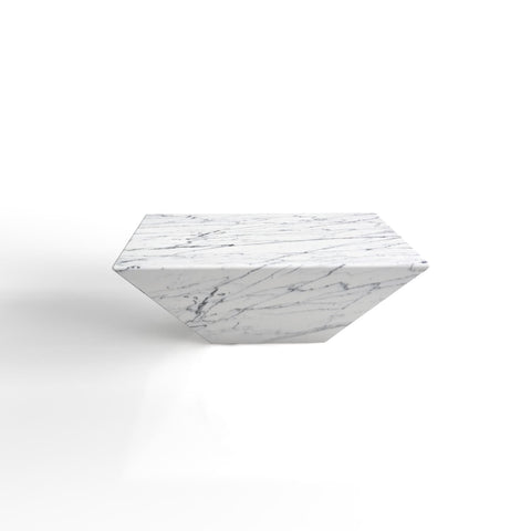 ATLAS CARVED COFFEE TABLE - CARARRA MARBLE