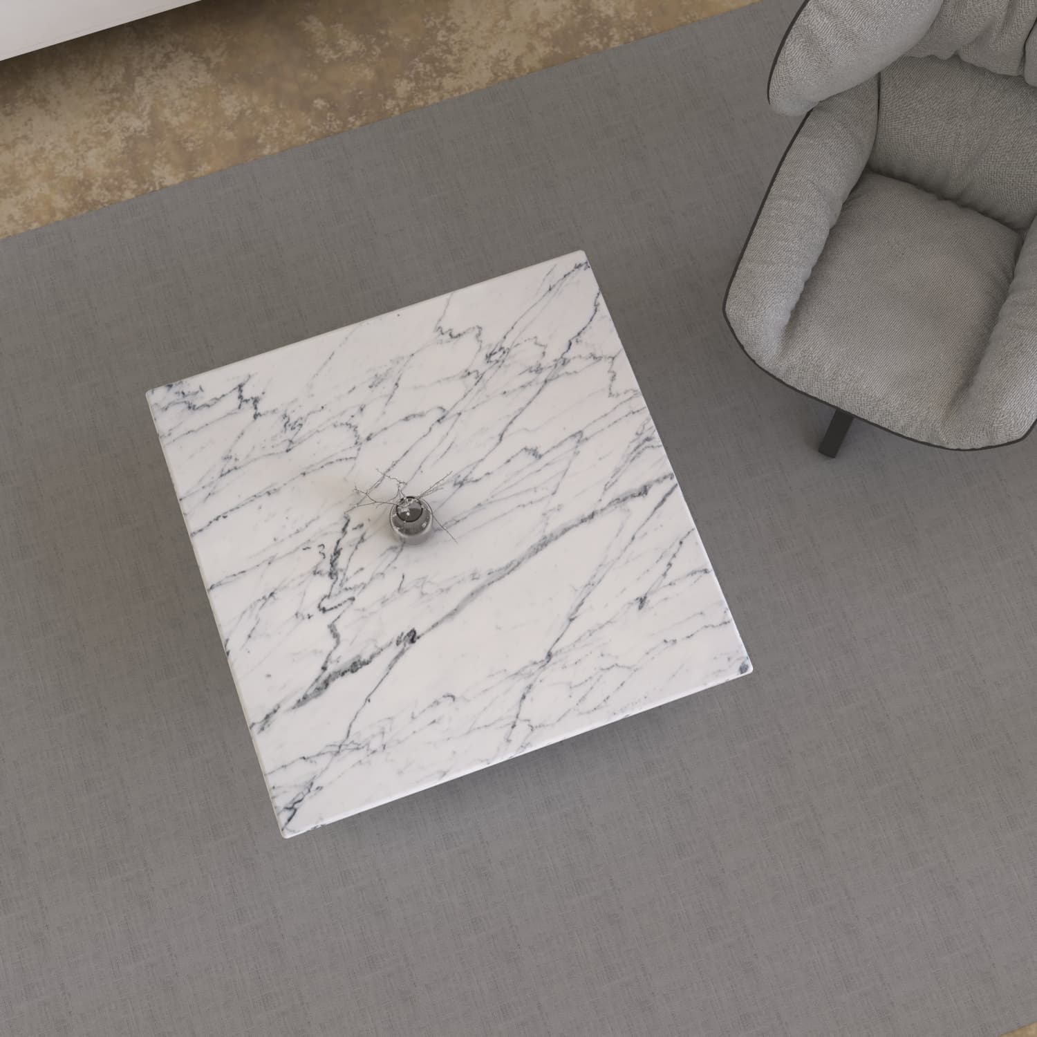 ATLAS CARVED COFFEE TABLE - CARARRA MARBLE