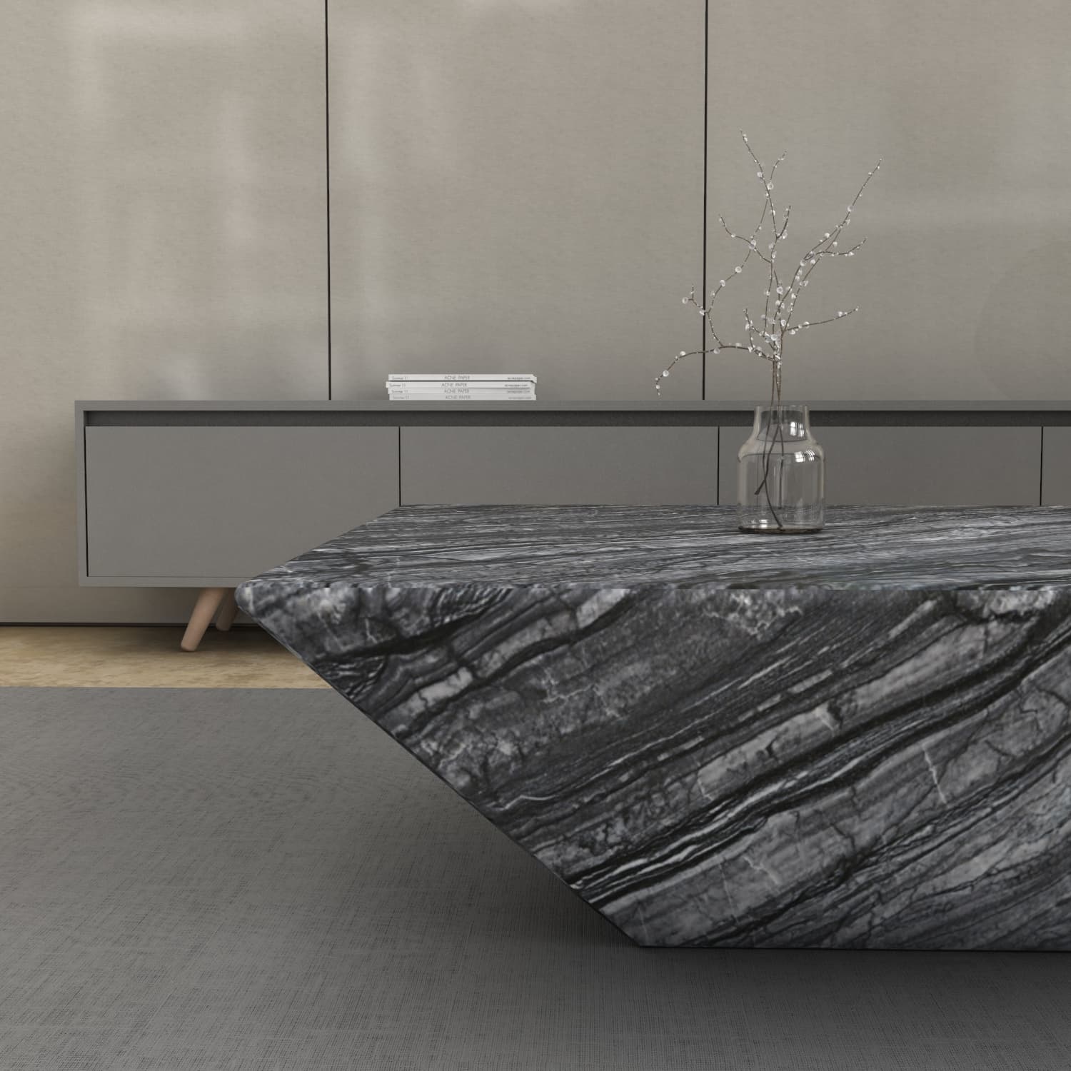 ATLAS CARVED COFFEE TABLE - LURNA MARBLE