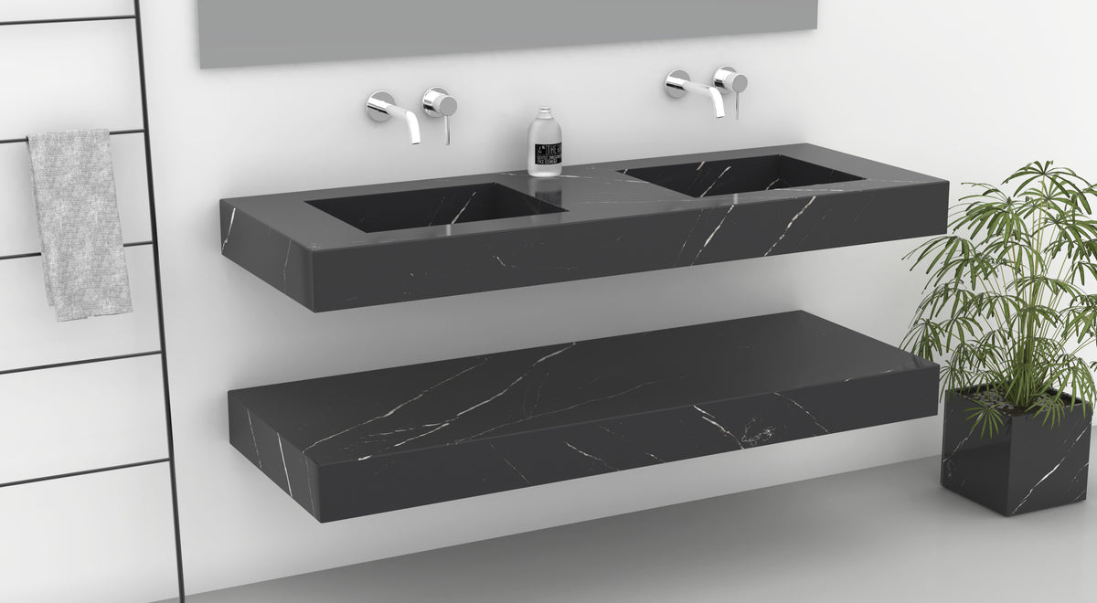 TAIPA WALL MOUNT TROUGH SINK - NERO MARQUINA MARBLE