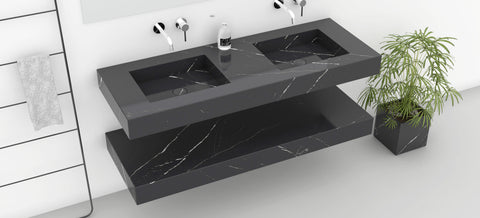 TAIPA WALL MOUNT TROUGH SINK - NERO MARQUINA MARBLE