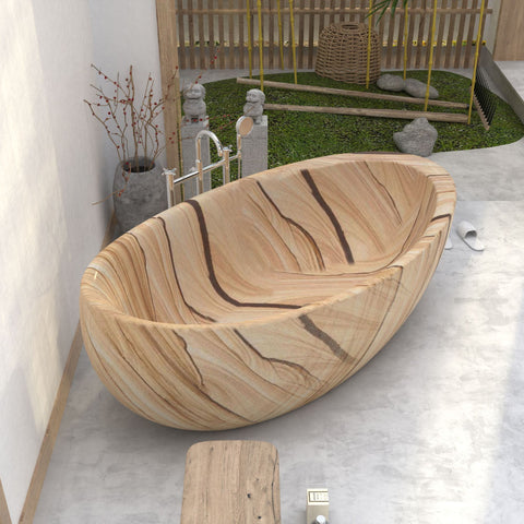 YUKA FREESTANDING SOAKING BATHTUB - SANDSTONE