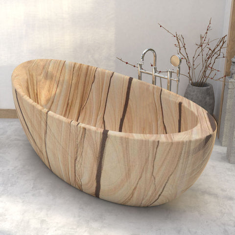 YUKA FREESTANDING SOAKING BATHTUB - SANDSTONE