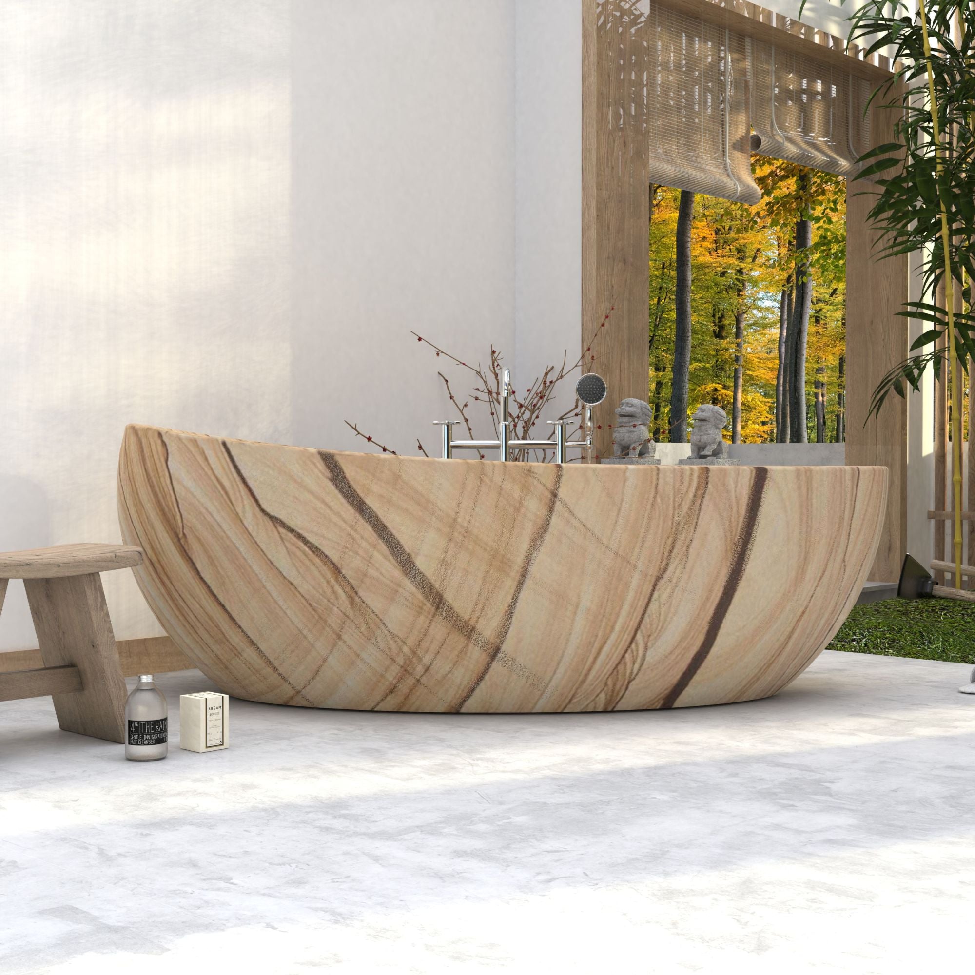 YUKA FREESTANDING SOAKING BATHTUB - SANDSTONE