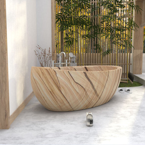 YUKA FREESTANDING SOAKING BATHTUB - SANDSTONE