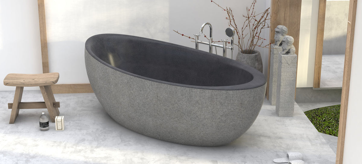 YUKA FREESTANDING SOAKING BATHTUB - NEROCO STONE