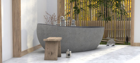 YUKA FREESTANDING SOAKING BATHTUB - NEROCO STONE