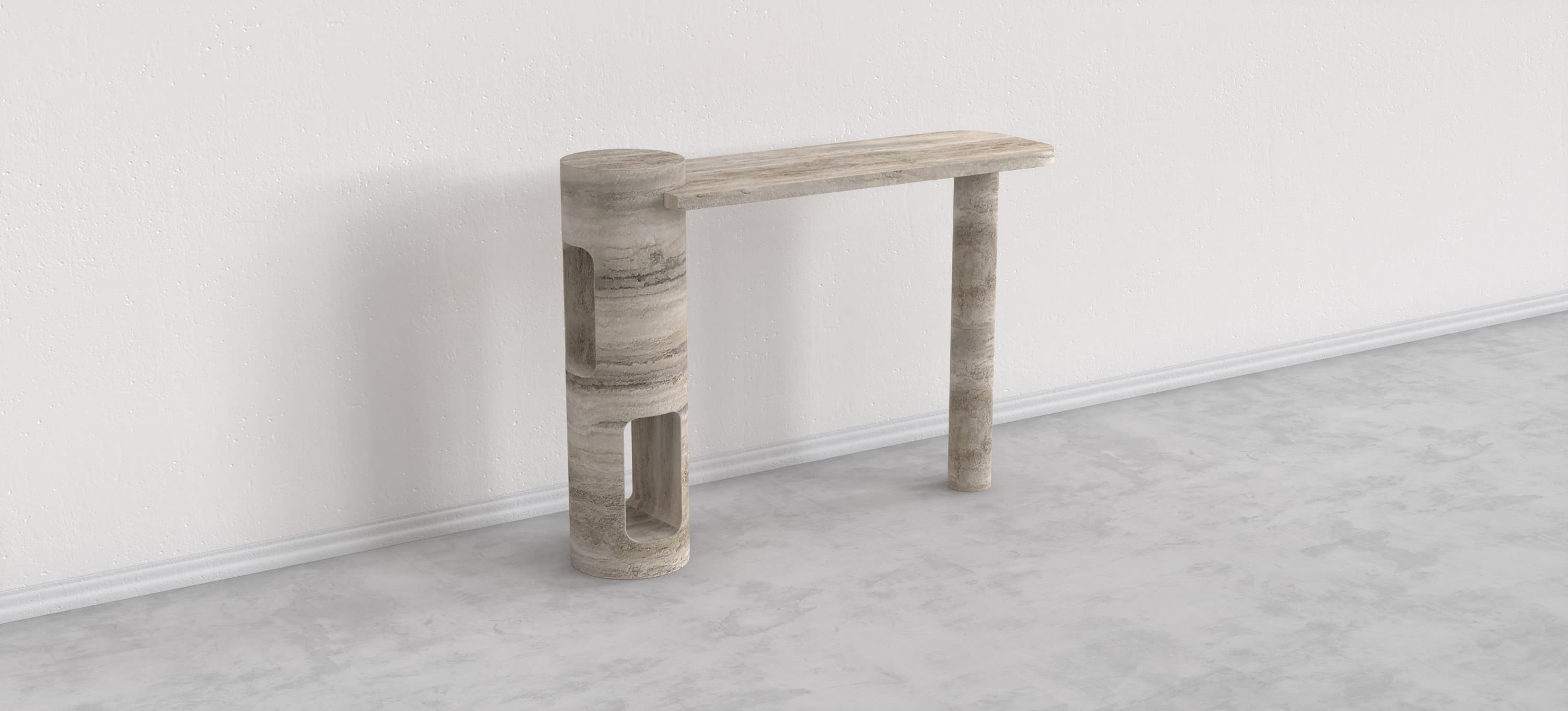 AGLAIA CARVED CONSOLE TABLE - TRAVERTINO ARGENTO