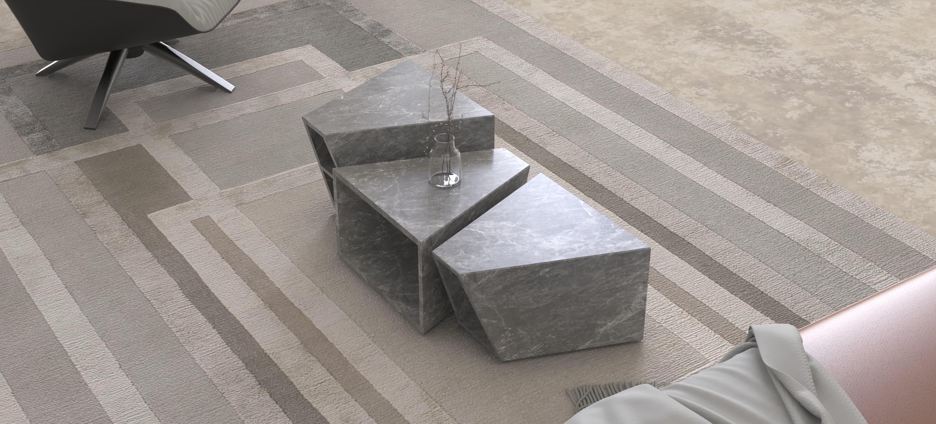 AEGIR CARVED COFFEE TABLE - TERISTA MARBLE