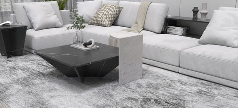 ARES COFFEE TABLE + MUSES SIDE TABLE - NERO MARQUINA+CARARRA MARBLE