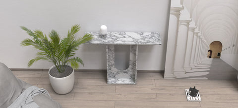 ALECTO CARVED CONSOLE TABLE - ARABESCATO MARBLE