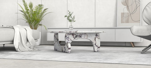 FULLA CARVED COFFEE TABLE - CALACATTA MARBLE