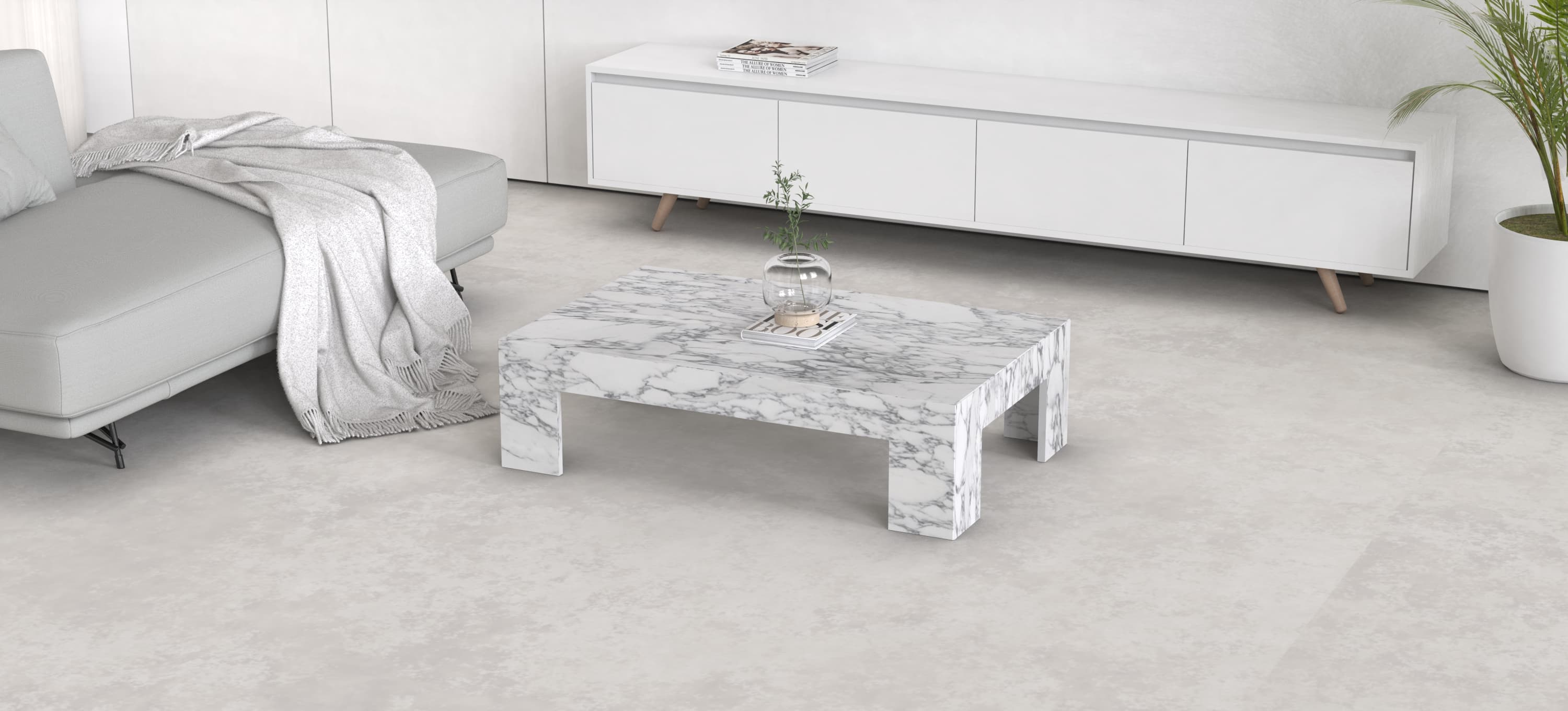 ALVIS CARVED COFFEE TABLE - ARABESCATO MARBLE