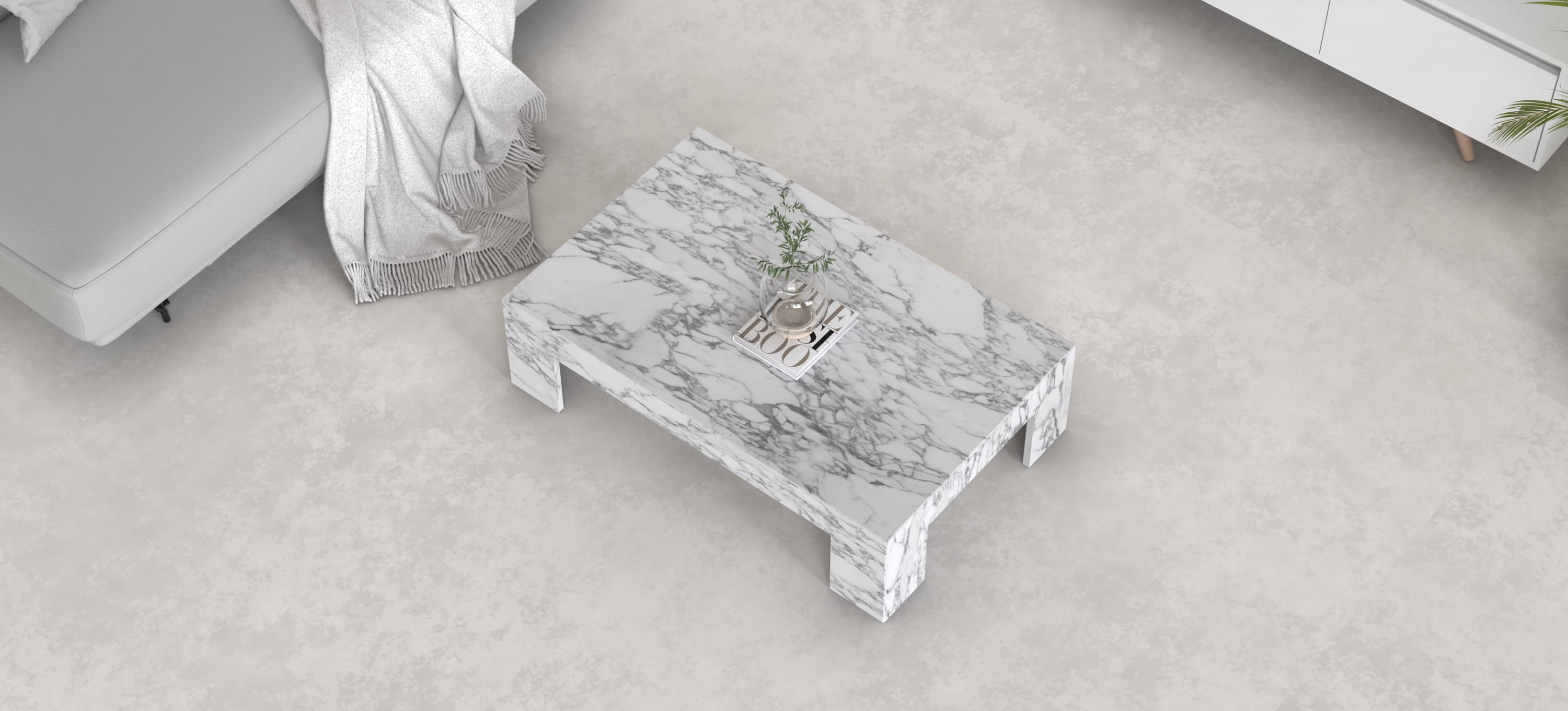 ALVIS CARVED COFFEE TABLE - ARABESCATO MARBLE