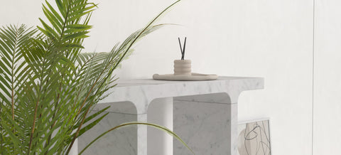 PHOEBE CARVED CONSOLE TABLE - CARARRA MARBLE