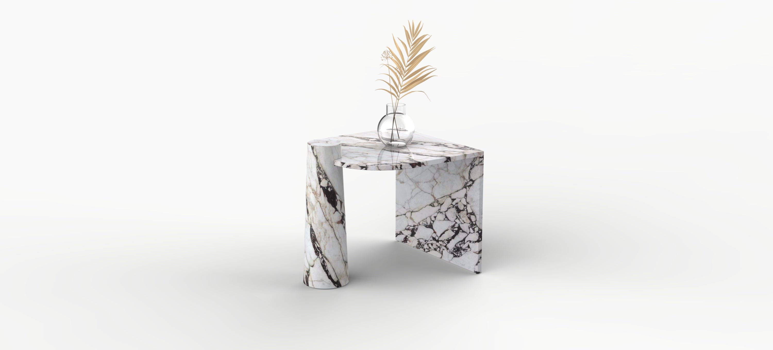 ATHENA CARVED SIDE TABLE - CALACATTA MARBLE