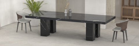 DEMETER CARVED DINING TABLE - PORTORO MARBLE