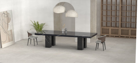 DEMETER CARVED DINING TABLE - PORTORO MARBLE