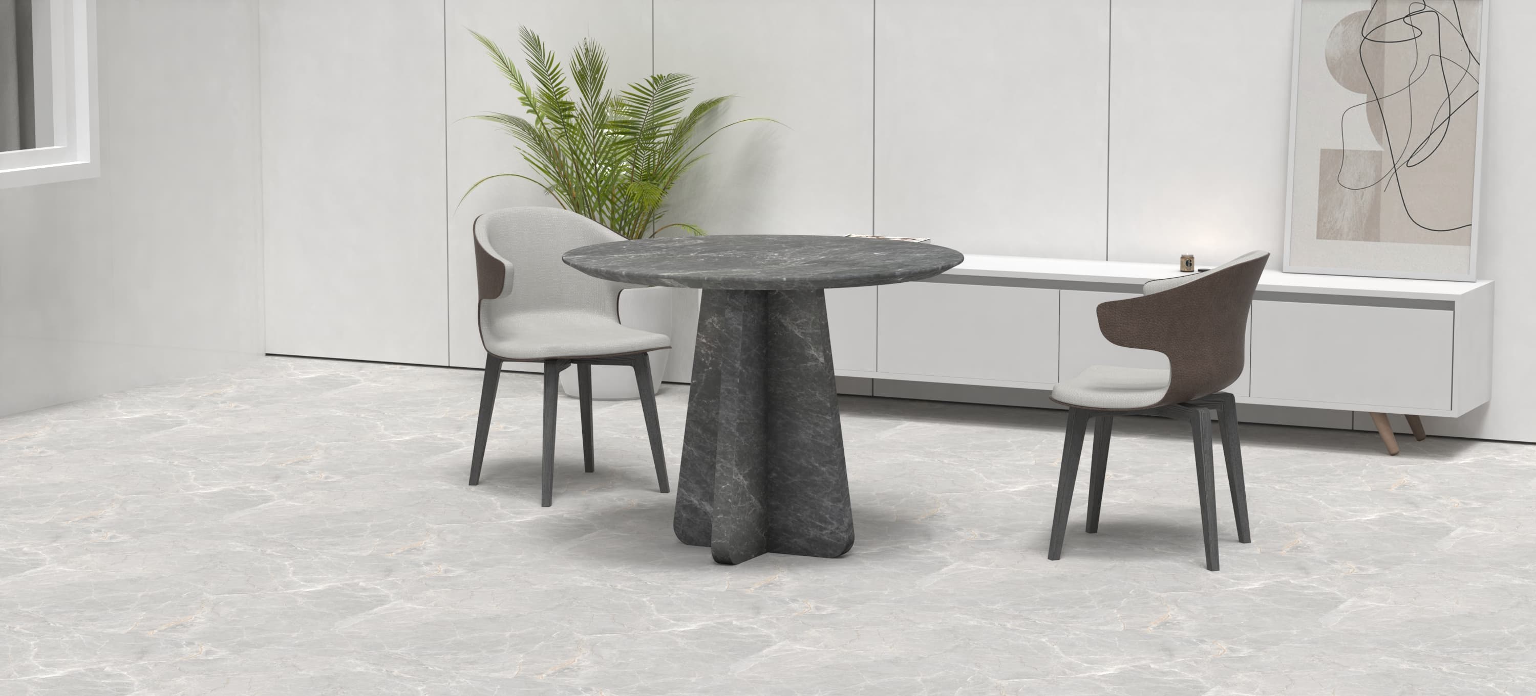 ARTEMIS CARVED DINING TABLE - TERISTA MARBLE