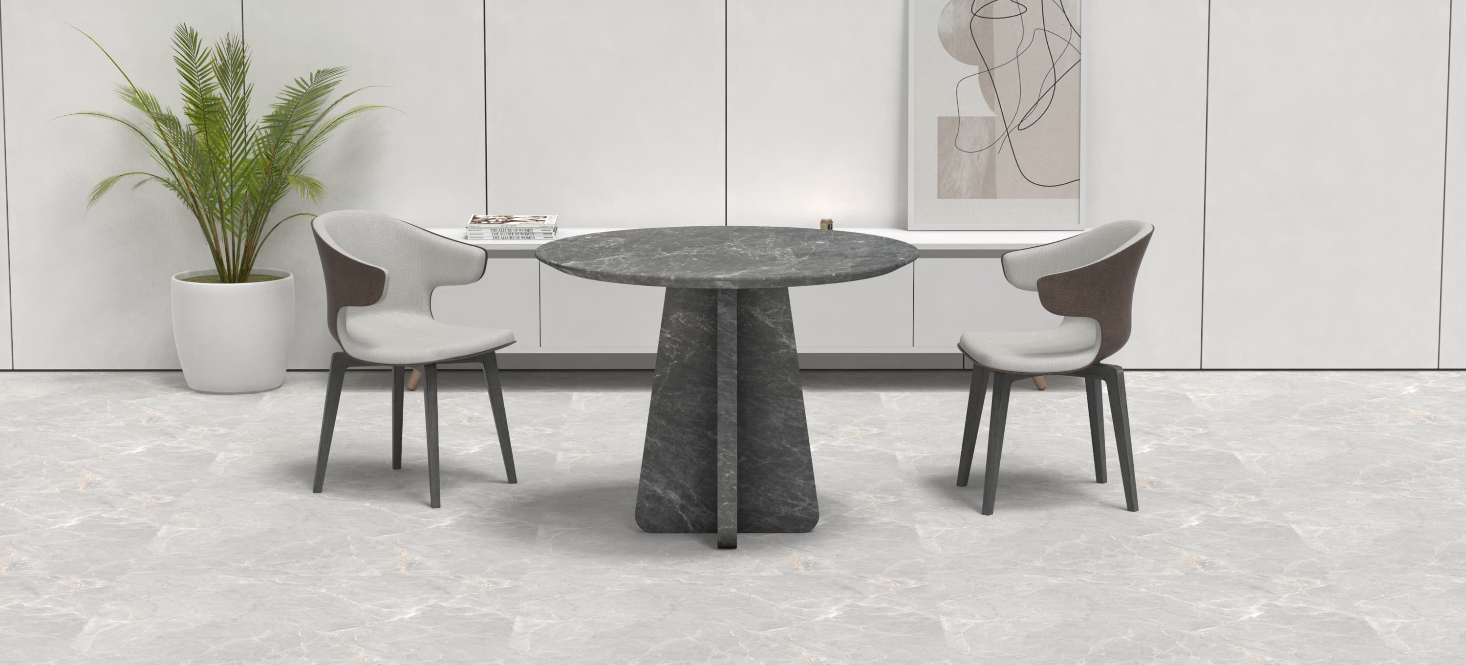 ARTEMIS CARVED DINING TABLE - TERISTA MARBLE